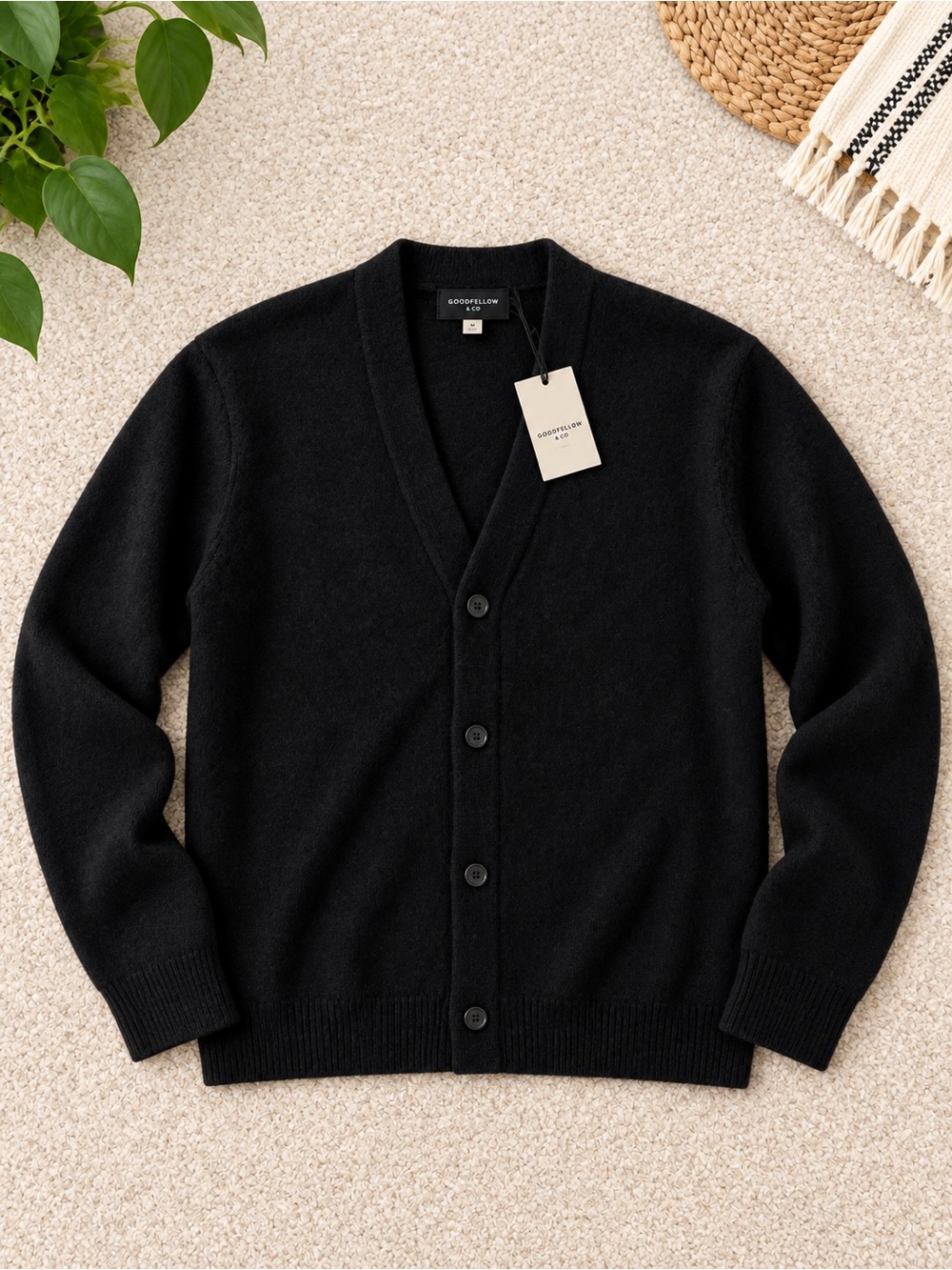Original Use Black Men’s Button-Up Cardigan
